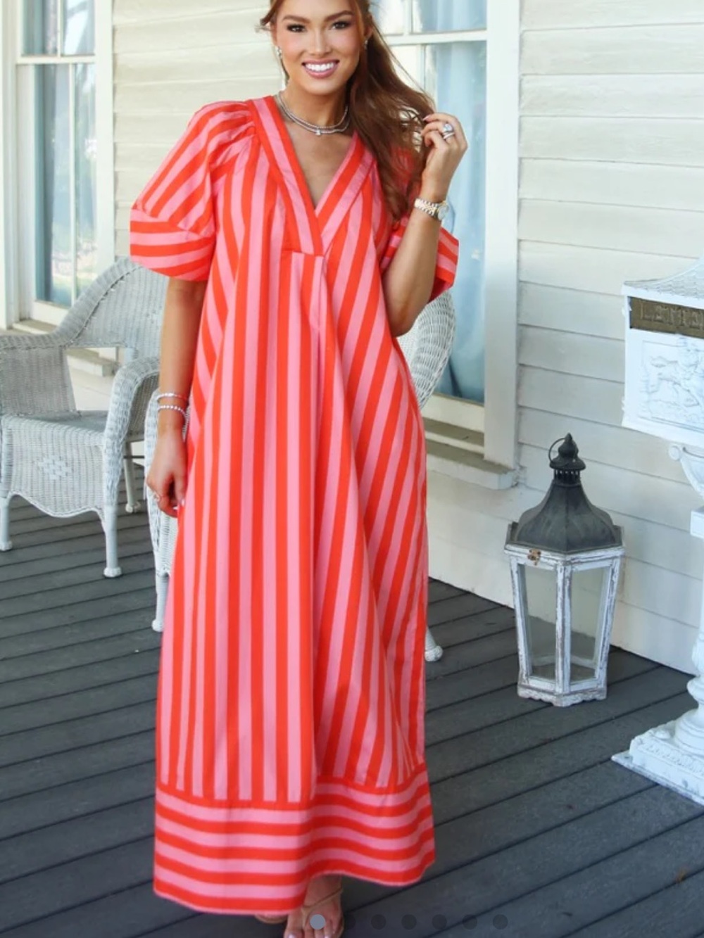 Karlie Stripe Vneck Signature Maxi Dress
